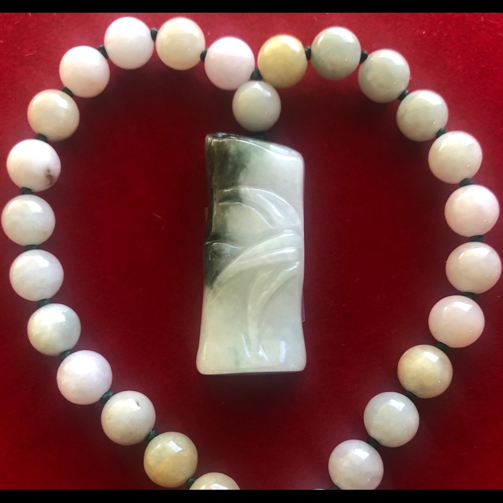 Natural Jade Bamboo pendant necklace